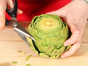 optional step: for restaurant presentation, cut petals with scissors to create flat, uniform tops