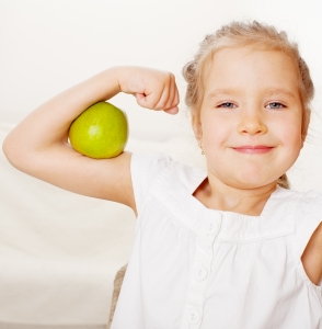 Girl eating apple