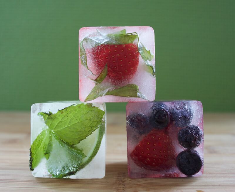 Fruit and Herb Infused Ice Cubes Flavored ice cubes