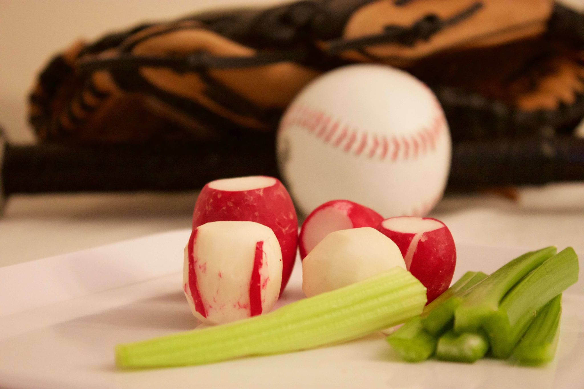 Celery bats and radish baseballs Easy & Nutritious Team Snack Ideas