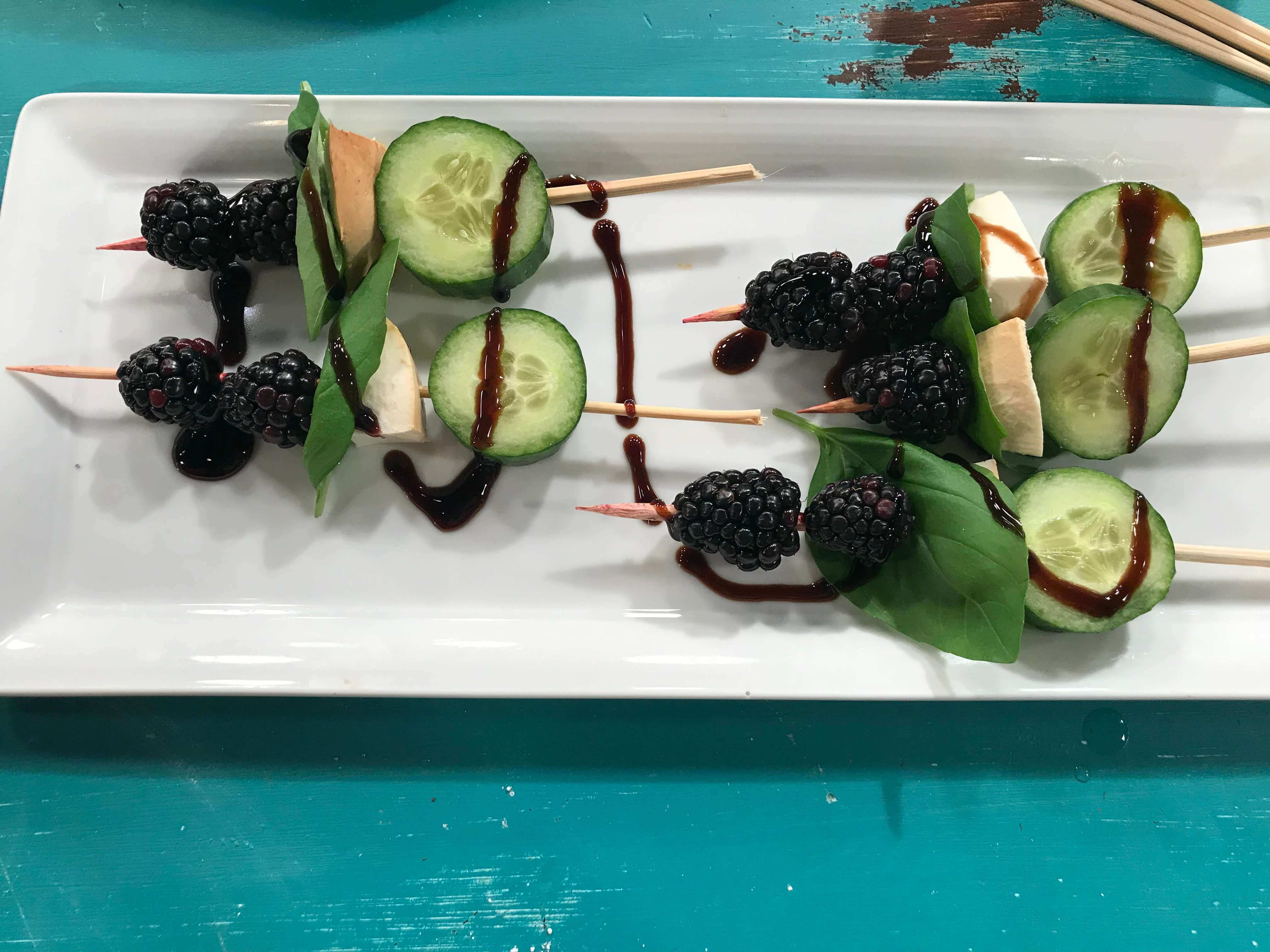 Blackberry-Cucumber Caprese Skewers Power up with produce: Blackberry-Cucumber Caprese Skewers