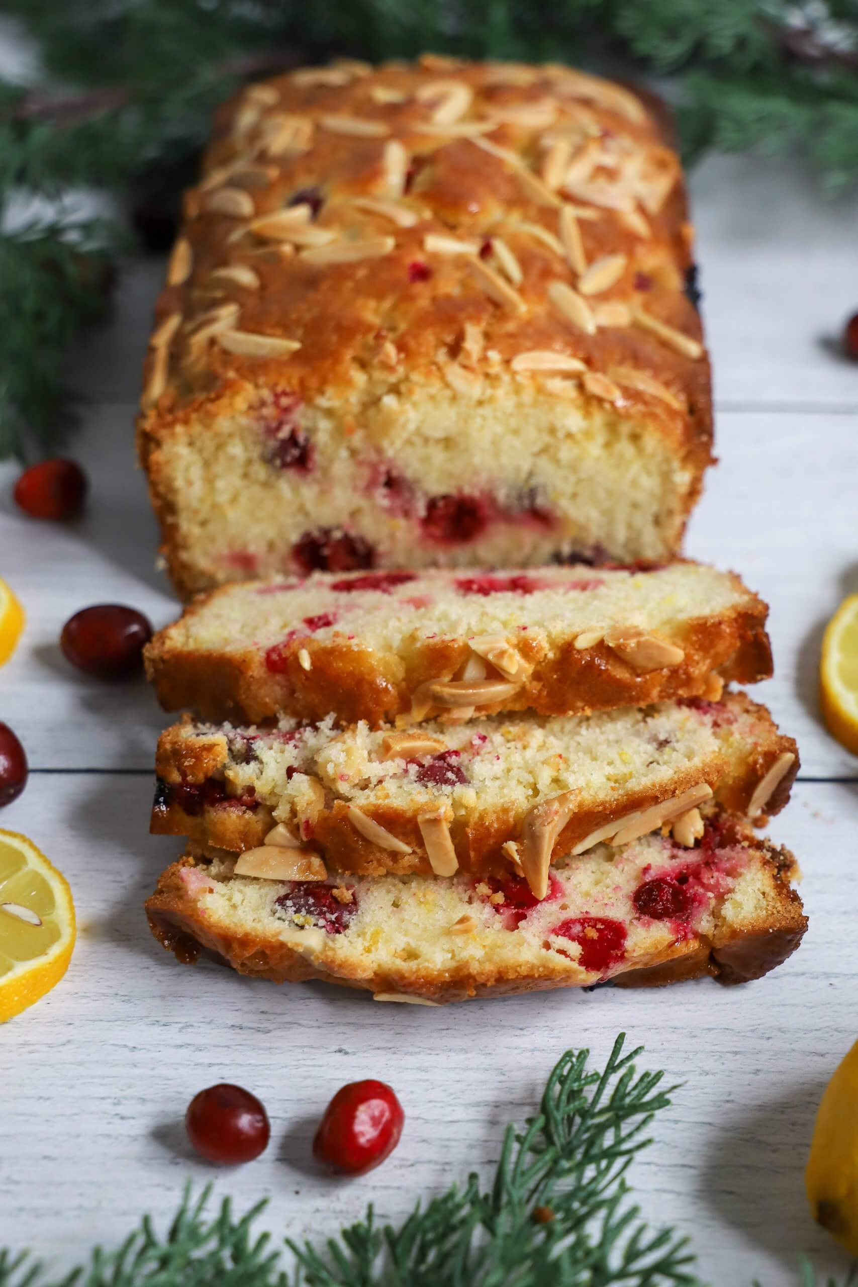 Lemon Cranberry Bread with Almonds