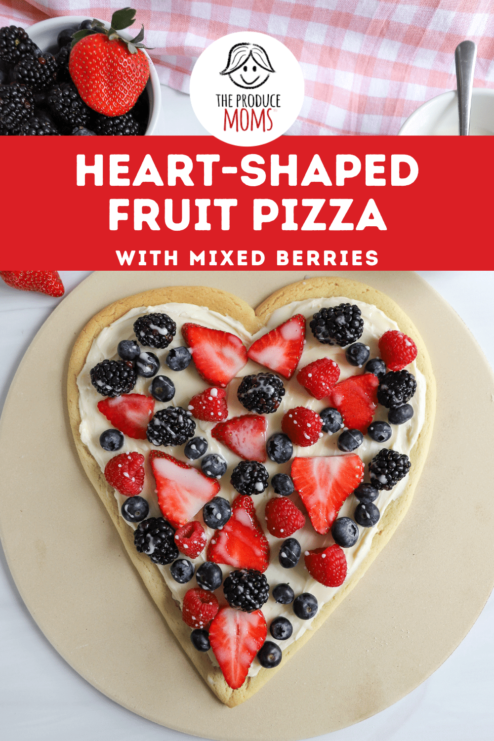 Heart-Shaped Fruit Pizza with Mixed Berries 