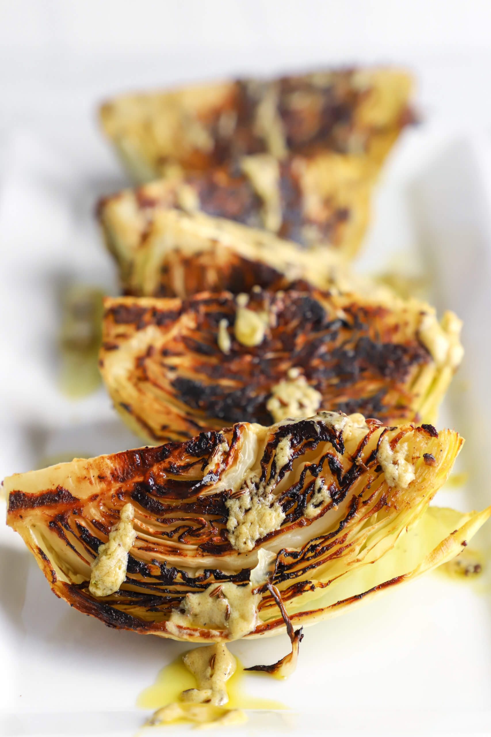 Dijon Roasted Cabbage Wedges with Caraway Seeds