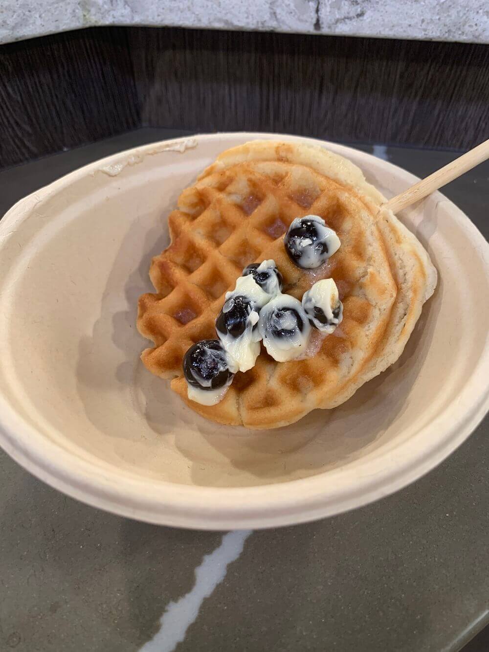 A waffle pop in a Matter bowl A waffle pop in a Matter bowl