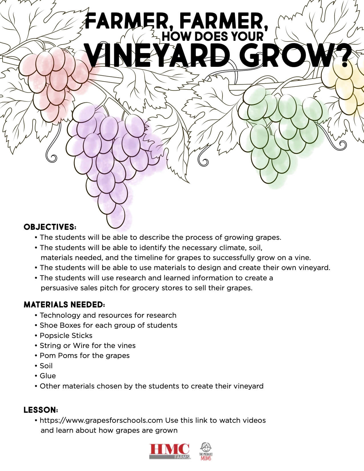 Farmer, Farmer, How Does Your Vineyard Grow? A Vineyard Lesson Plan Farmer, Farmer, How Does Your Vineyard Grow? A Vineyard Lesson Plan