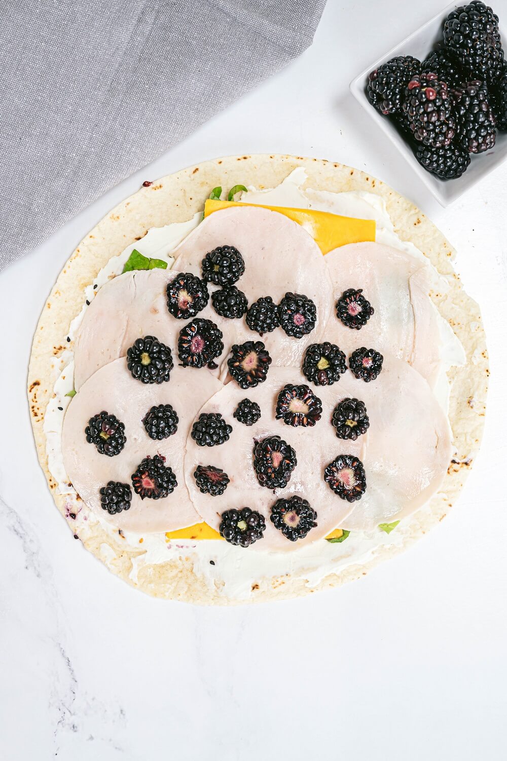 Turkey Spinach and Blackberry Pinwheels