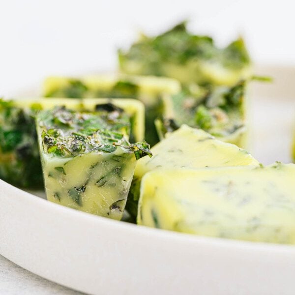 Ice Cube herbs on a plate