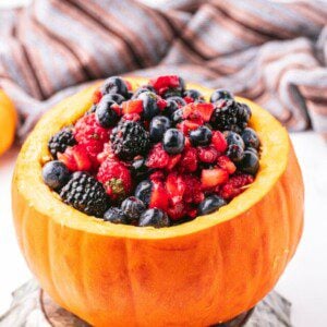 berry salad served in a pumpkin