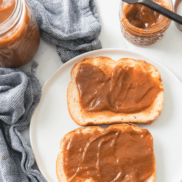 Pumpkin butter spread on toast