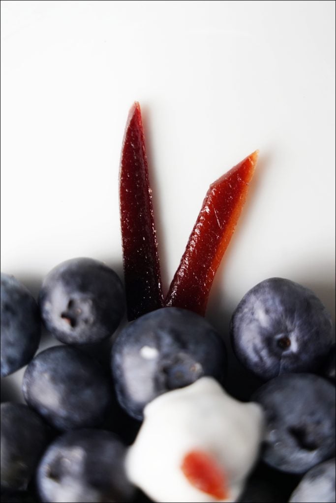 fruit leather underneath blueberries for details on blueberry penguin