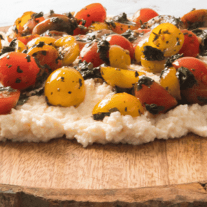 side view of Bruschetta Ricotta Board