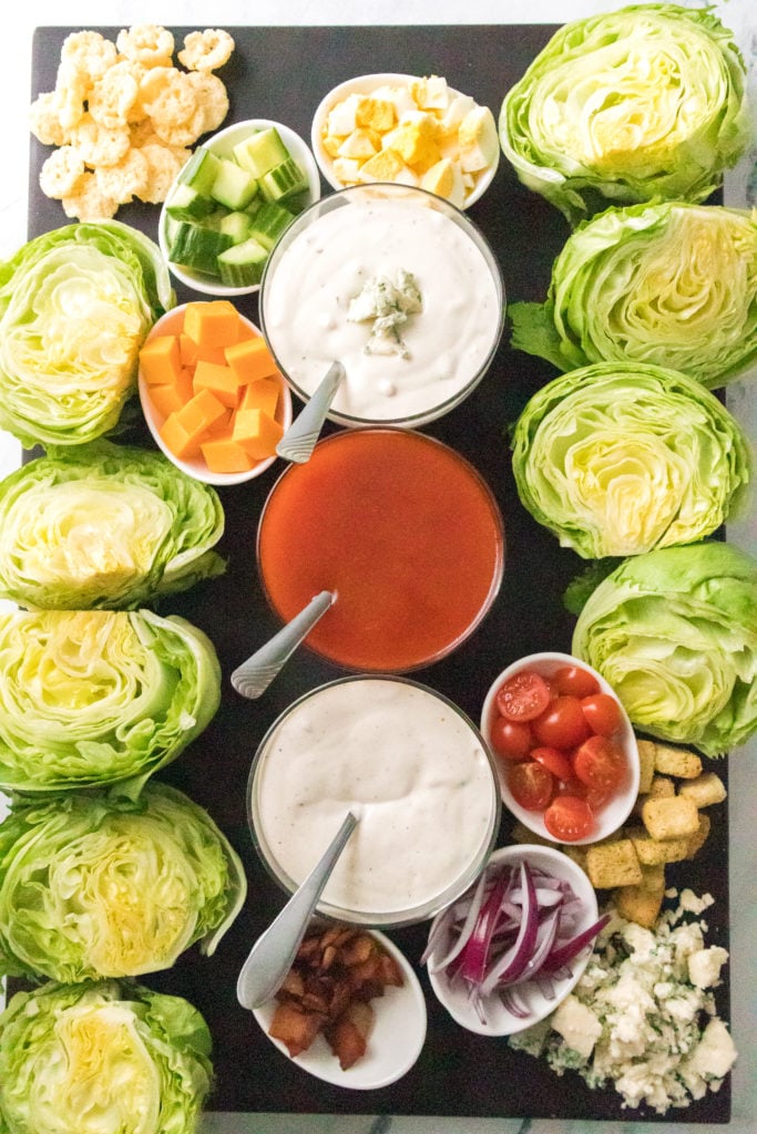 overhead view of Wedge salad board