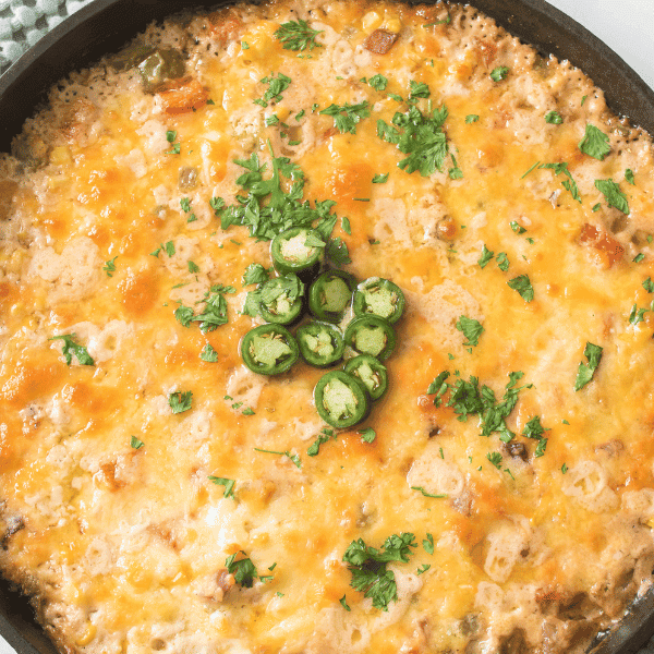 Skillet Hot Corn Dip in cast iron