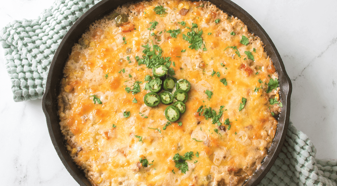 Skillet Hot Corn Dip in cast iron