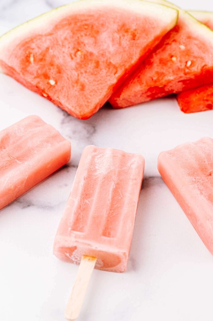 watermelon yogurt pop with watermelon slices