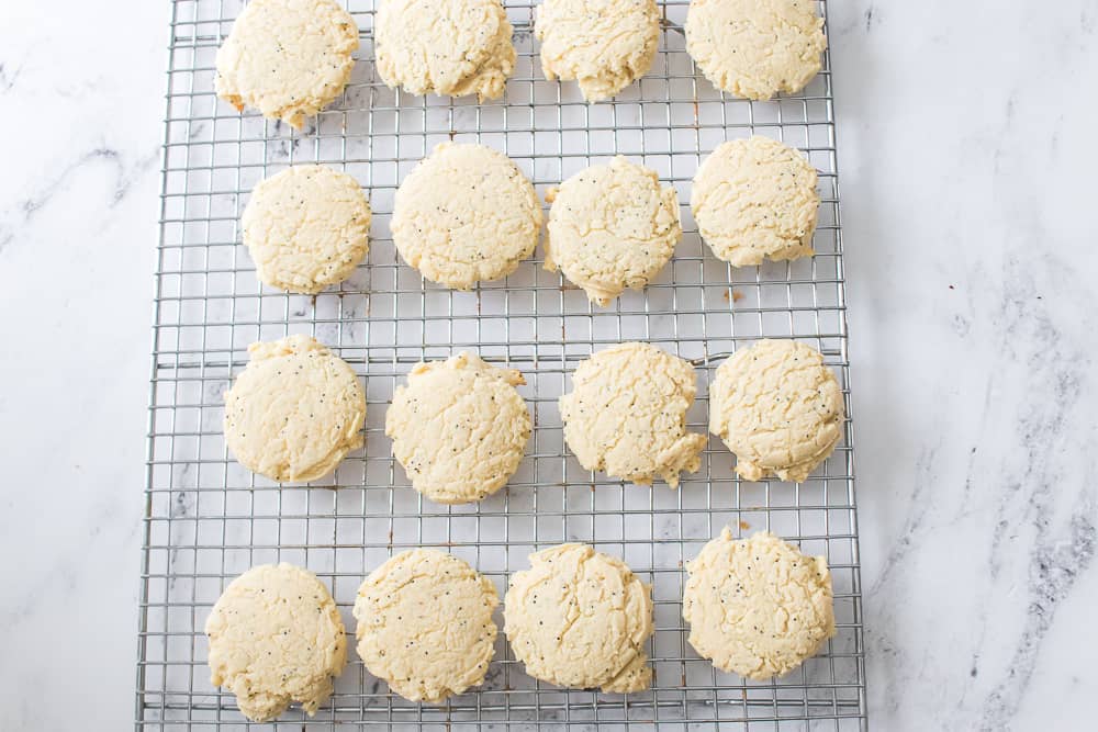 Cookies cooling on a wire rack