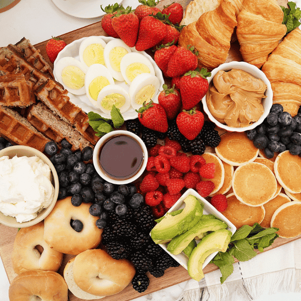 Overhead view of Breakfast Charcuterie Board