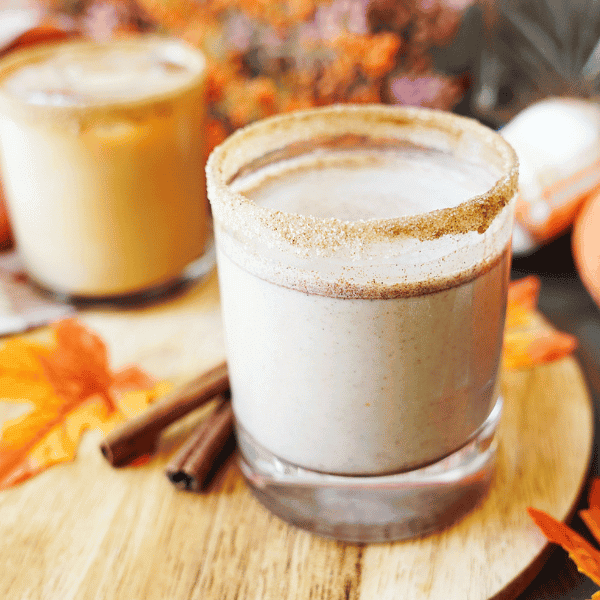 Pumpkin Spice Cocktail on wooden board