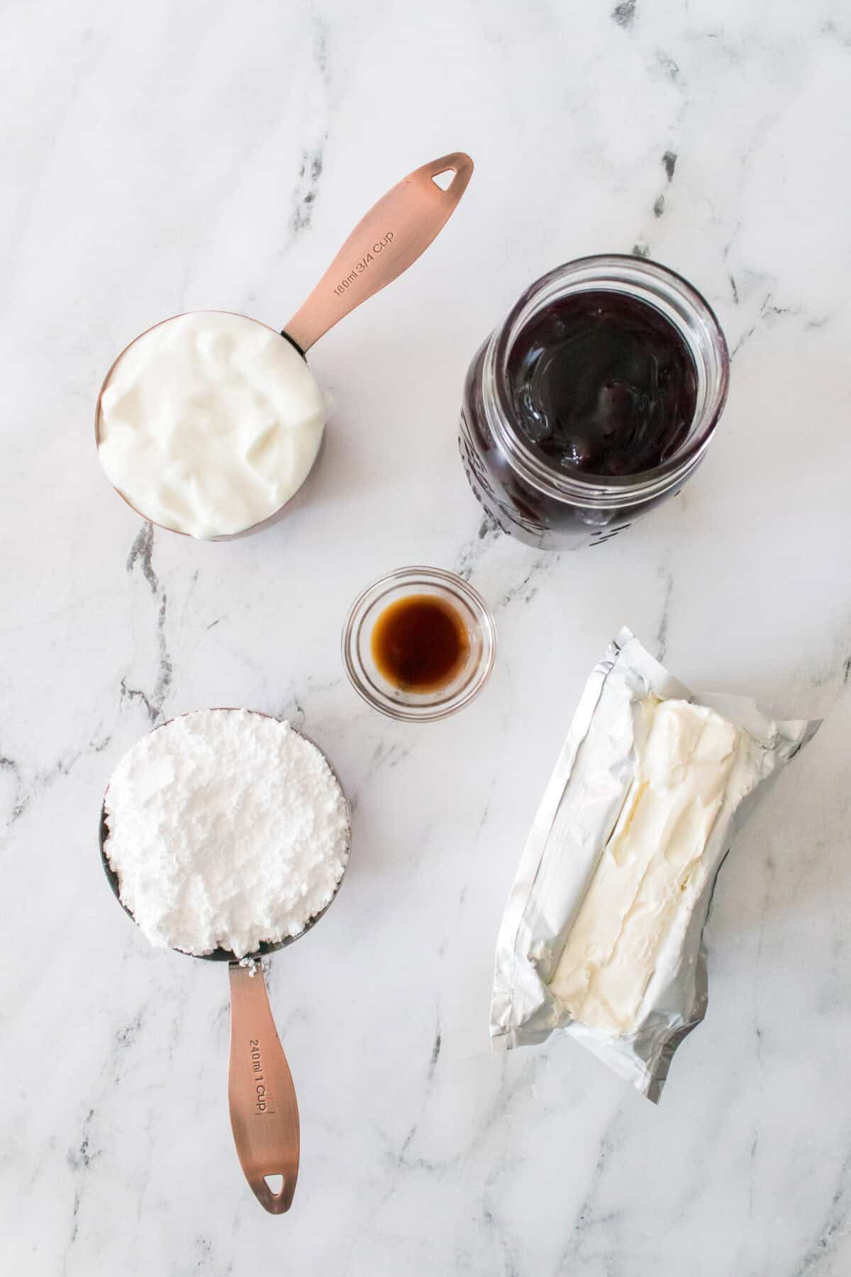 ingredients for blueberry cheesecake dip