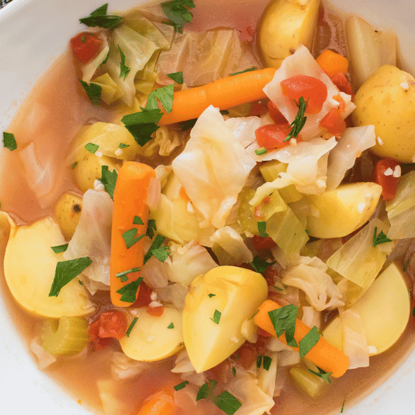 close up of cabbage soup