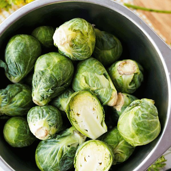 Brussels sprouts in a colander