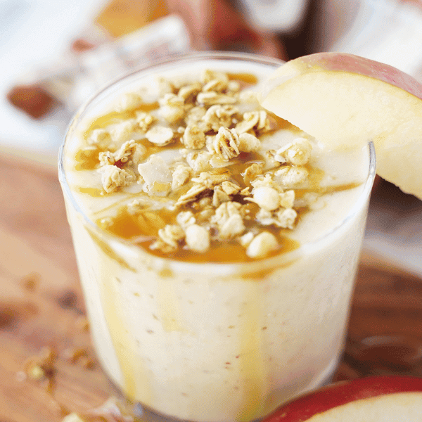 close up of the top of the caramel apple smoothie