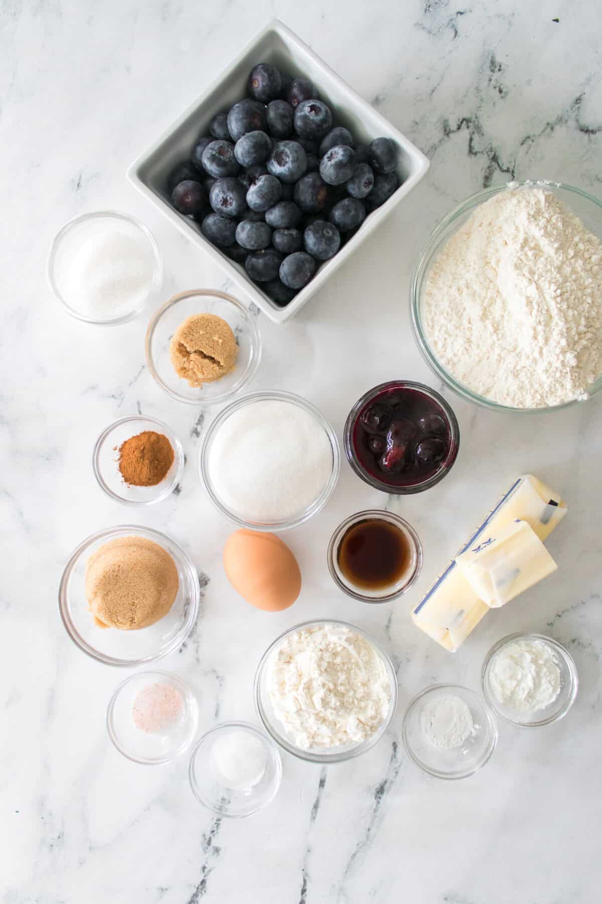 ingredients for Homemade Copycat Crumbl Blueberry Muffin Cookies