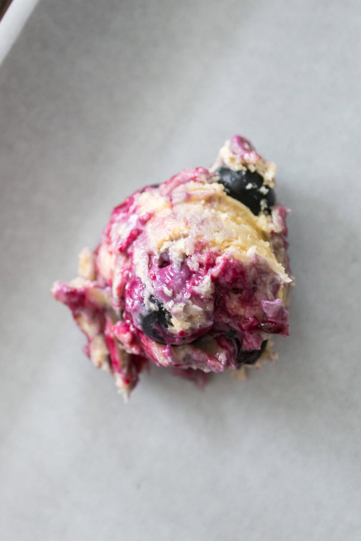 close up shot of Homemade Copycat Crumbl Blueberry Muffin Cookie dough