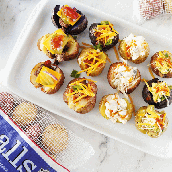 Baked Potato Flight on White Plate