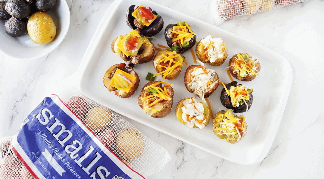 Baked Potato Flight on White Plate