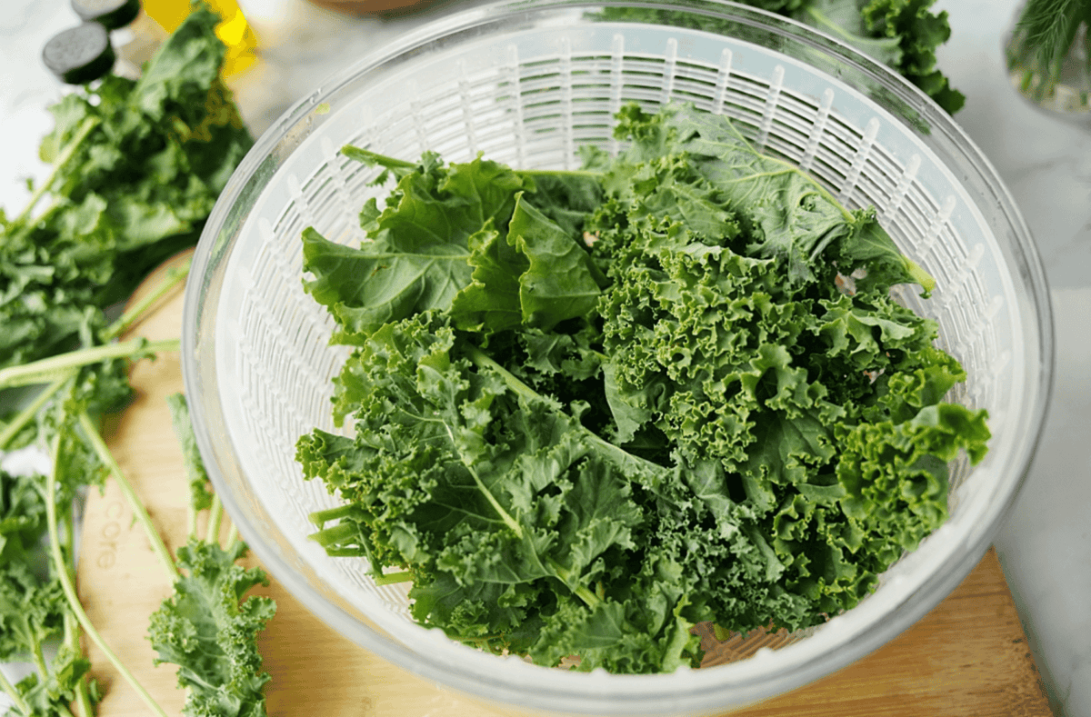 Kale in a salad spinner