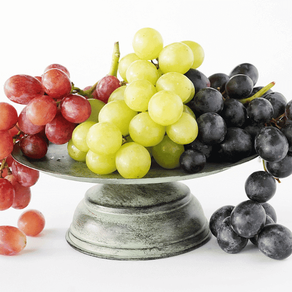 Sun World Grape Clusters on cake stand