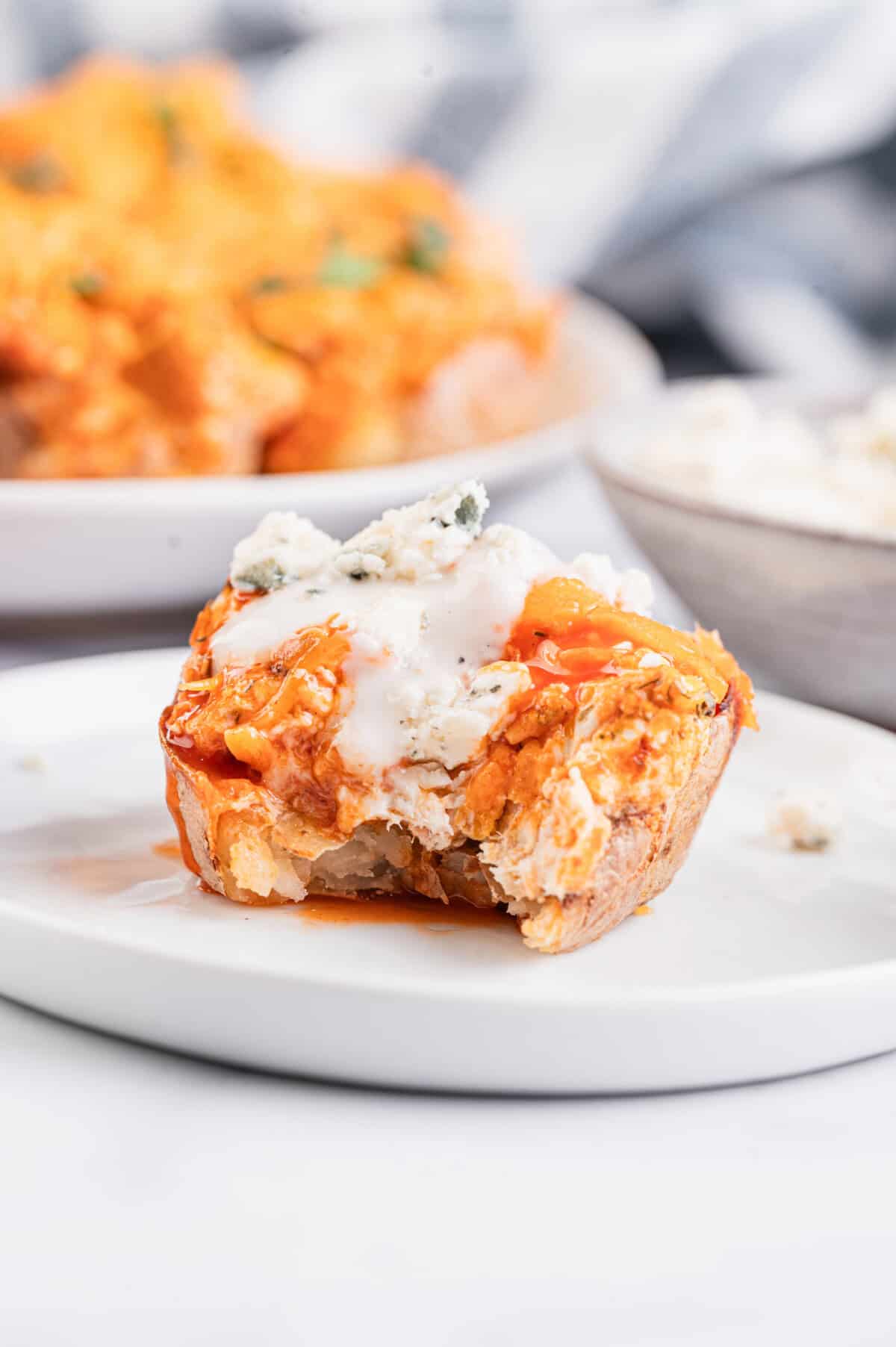 a single buffalo chicken smashed potato muffin