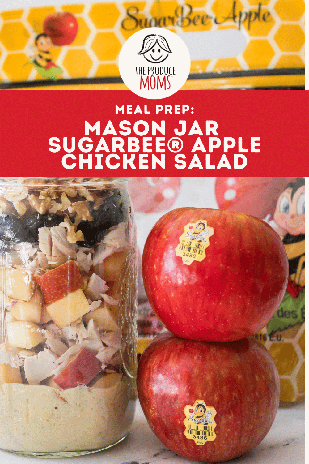 Pinterest Pin Mason jar Apple Chicken Salad