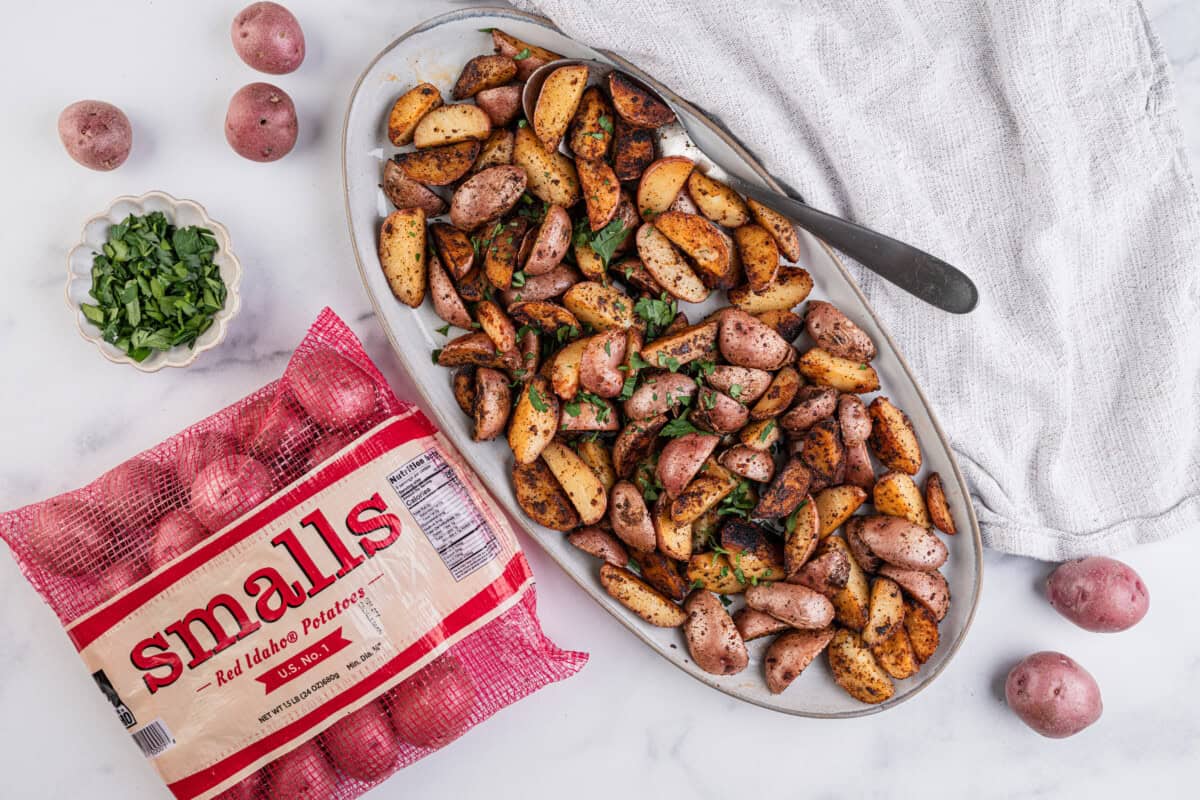 Breakfast potatoes on a serving platter